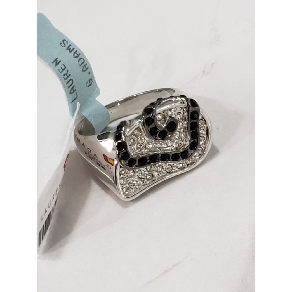NEW SIZE 9 LAUREN G ADAMS SNAKE SWIRL BLACK CRYSTAL RING WEARABLE ART COCKTAIL